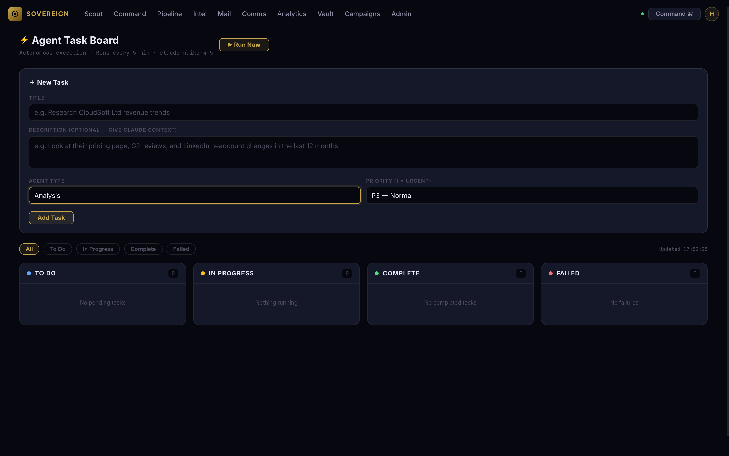 Agents — autonomous task board